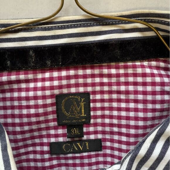 Cavi Men's Black and White Striped Shirt 3XLG long sleeve button up has 2 FLAWS - Picture 7 of 12